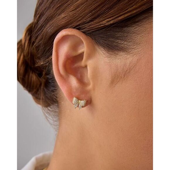 PAVOI 14K Gold Plated Dainty Flat Back Earring For Women Silver Piercing Jewelry - Picture 2 of 4